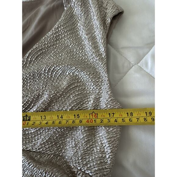 Chaps Evening Gown Metallic Champagne Gold Crinkle Size 10 Textured - Picture 3 of 11